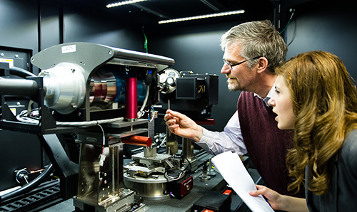 Researchers using an Xradia machine