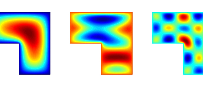 Colourful shapes, like a heatmap, on a white background