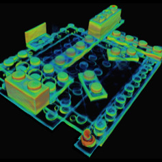 Conventional x-ray CT scanner image of Lego blocks