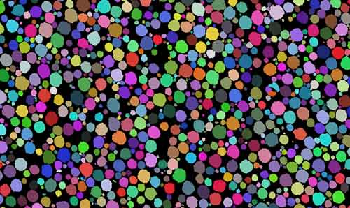 Colourful dots on a black background