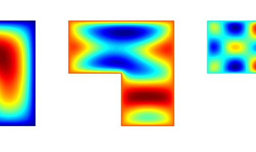 Colourful shapes, like a heatmap, on a white background