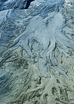 Fingered pyroclastic flow deposits at Mount St. Helens (USGS CVO)